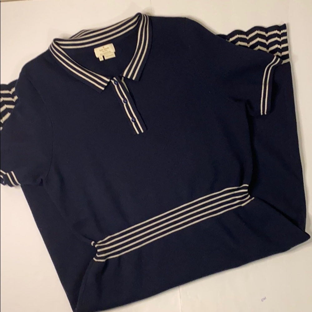kate spade Navy Polo-Style Midi Dress with White Trim - Picture 2 of 9